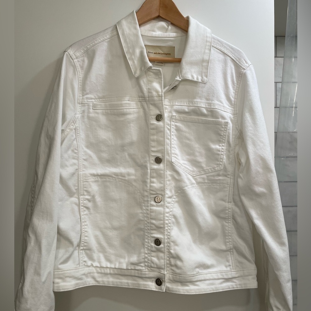 NWOT Anthropologie White Denim Jacket